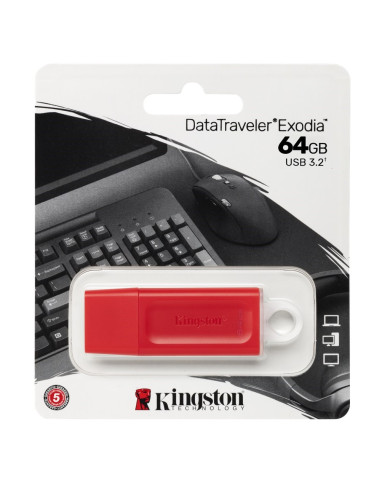 PENDRIVE KINGSTON 64GB ROJO EXODIA USB3.2