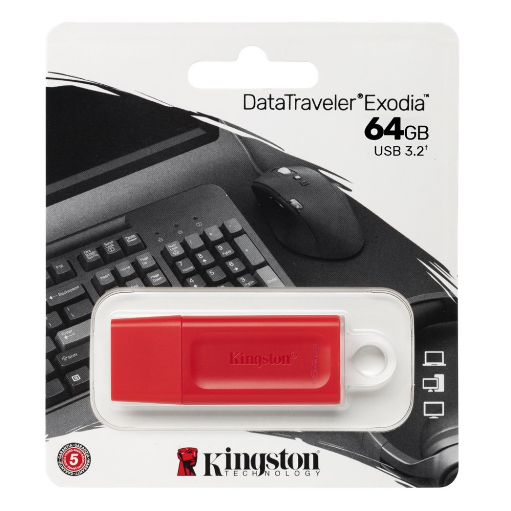 PENDRIVE KINGSTON 64GB ROJO EXODIA USB3.2