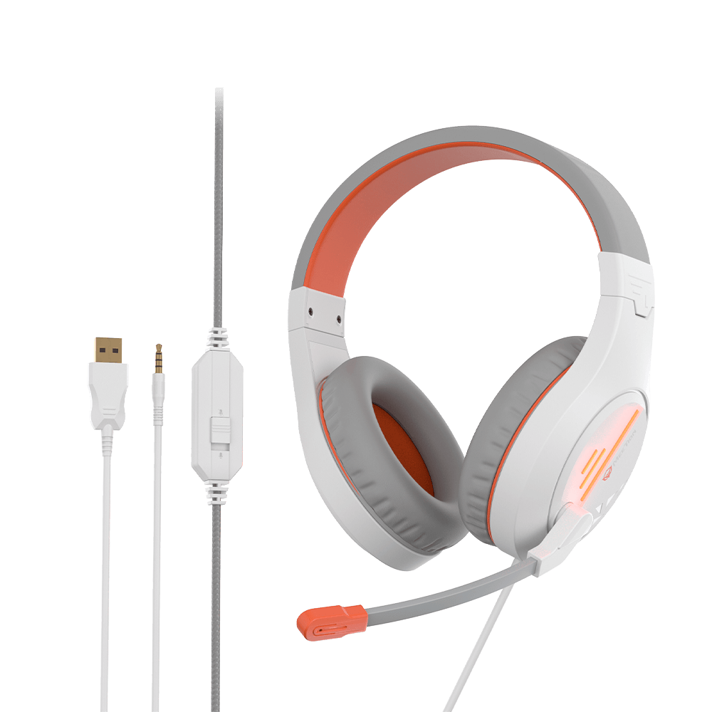 HEADSET MEETION MT-HP021 BLANCO/NARANJA GAMER 3,5MM