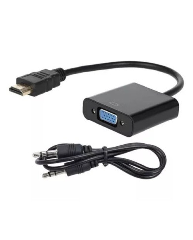 CABLE DE DATOS HDMI A VGA + AUDIO NEGRO