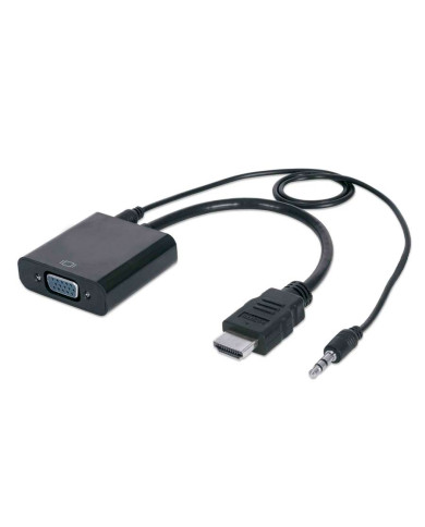 CABLE DE DATOS HDMI A VGA + AUDIO NEGRO