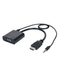 CABLE DE DATOS HDMI A VGA + AUDIO NEGRO