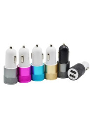 CARGADOR USB2.0 DOBLE METALIZADO PARA AUTO