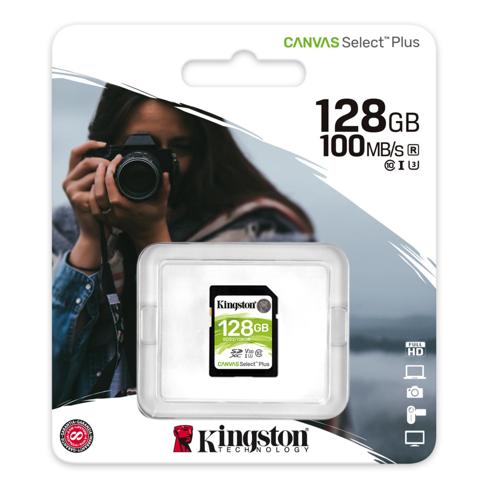MEMORIA SD KINGSTON 128 GB CLASE 10 CANVAS