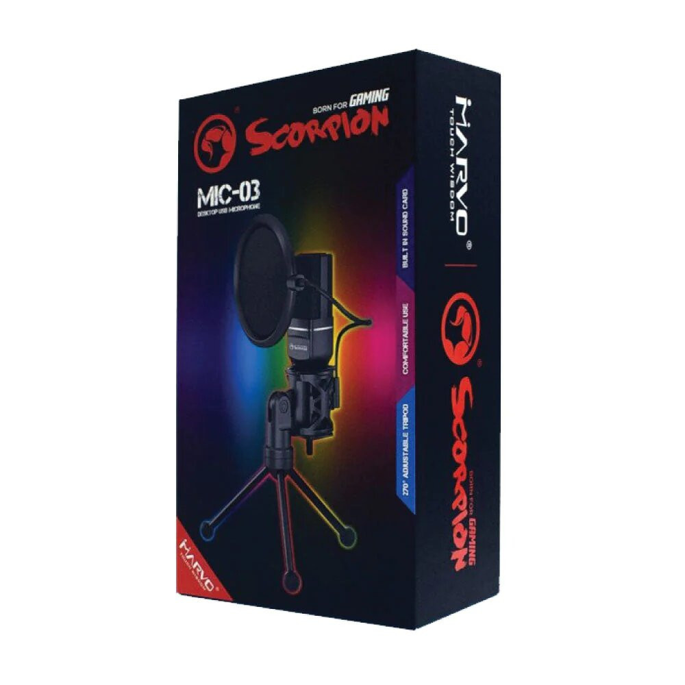 MICROFONO MARVO MIC-03 USB CARDIOIDE p/ESCRITORIO