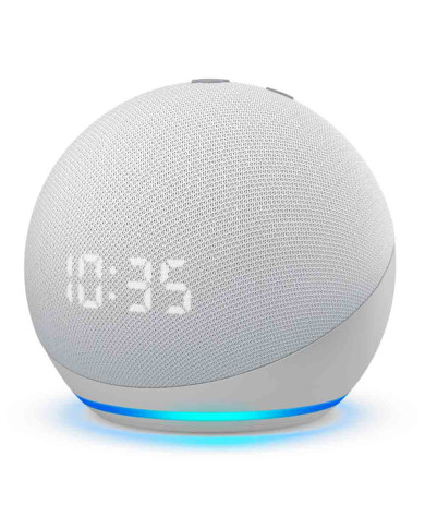 PARLANTE AMAZON ECHO DOT 5TA GEN + RELOJ BLANCO/GRIS + ALEXA