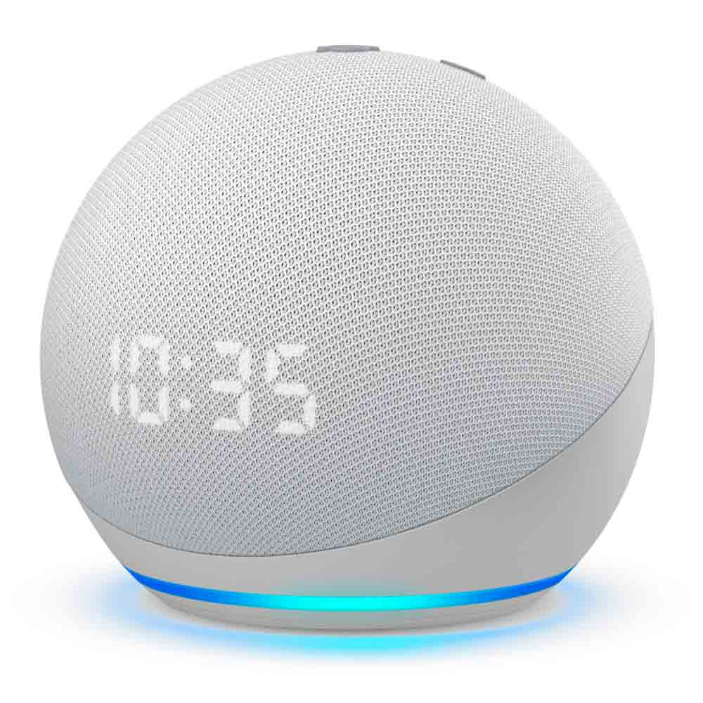 PARLANTE AMAZON ECHO DOT 5TA GEN + RELOJ BLANCO/GRIS + ALEXA