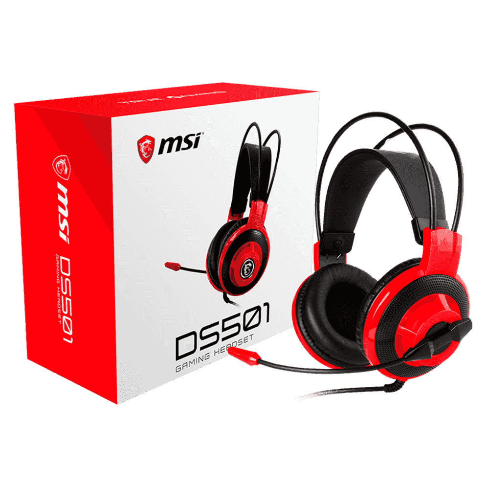 HEADSET MSI DS501 GAMING 40MM MIC VOL 3.5MM ROJO/NEGRO