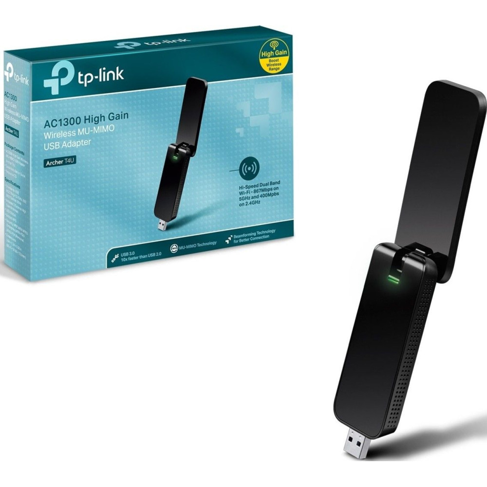 ADAPTADOR INALAMBRICO TP-LINK ARCHER T4U AC1300 DUAL BAND WIRELESS