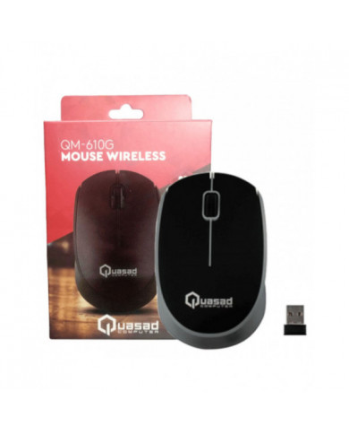 MOUSE QUASAD QM-610G WIRELESS GRIS 1600DPI 10M 2,4GHz