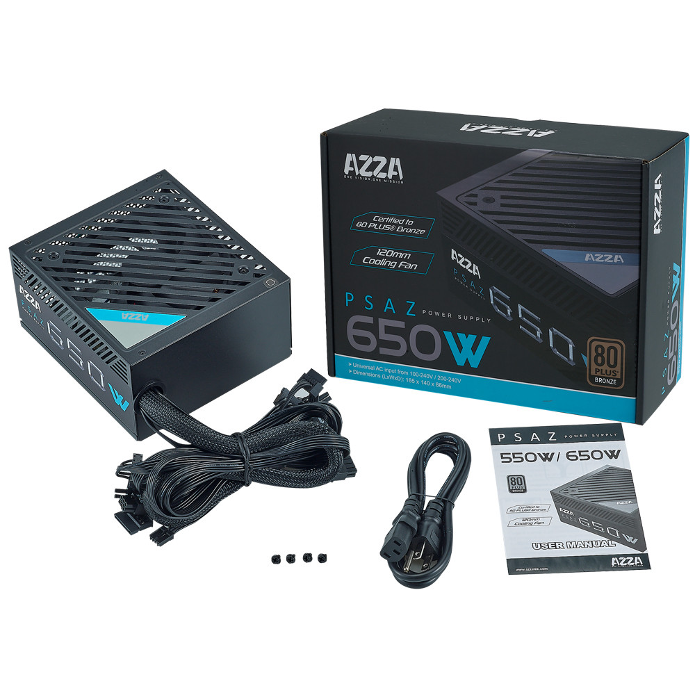 FUENTE DE PODER AZZA 650W 80P CERTIFICADA BRONZE