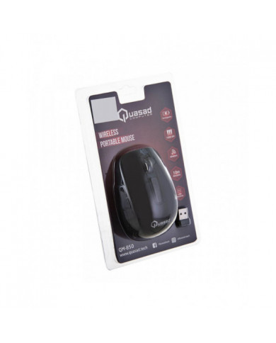 MOUSE QUASAD QM-850 WIRELESS NEGRO RECARGABLE 1600DPI 10M