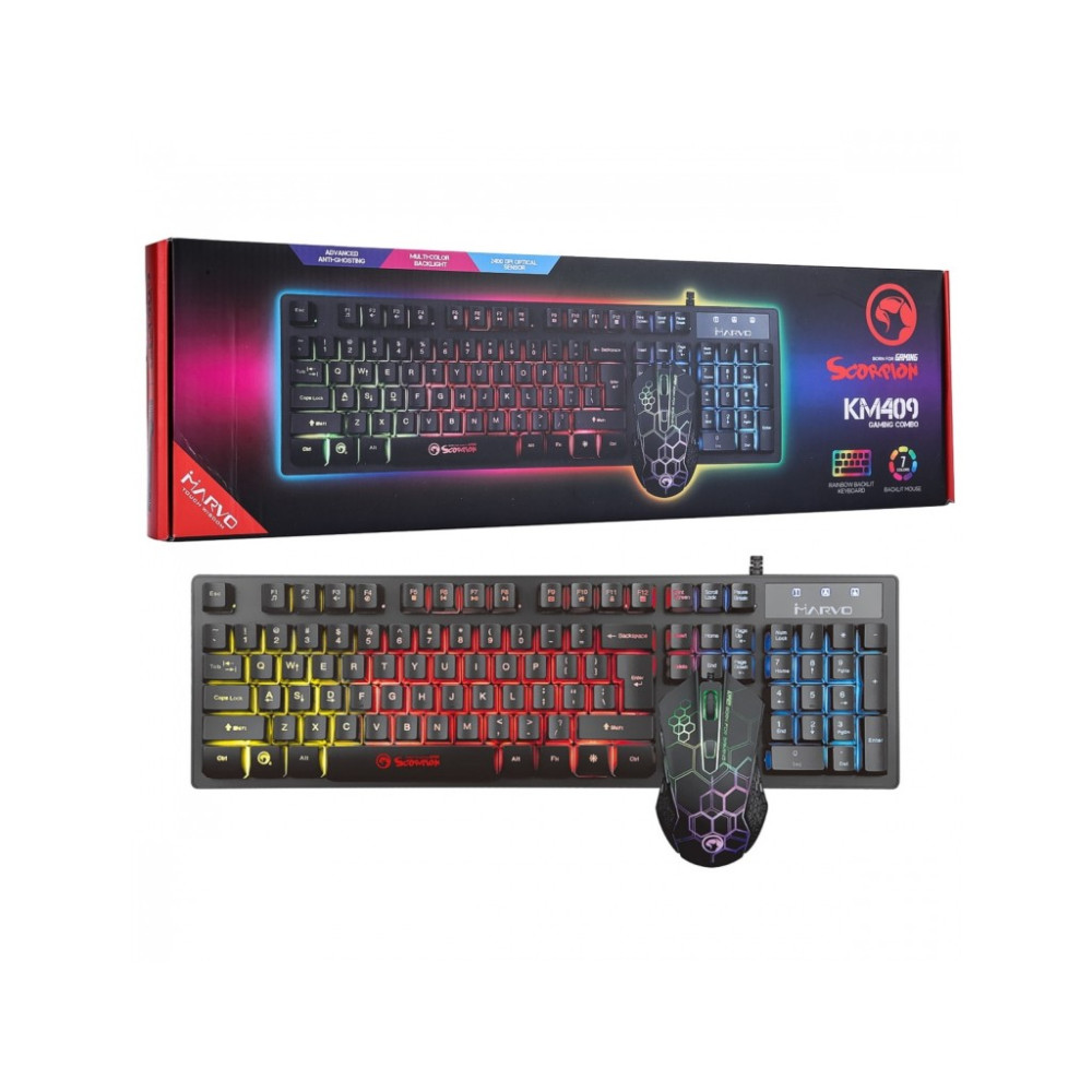 DESKTOP KIT MARVO KM409 MEMBRANE USB2.0 104-TECLAS BACKLIGHT