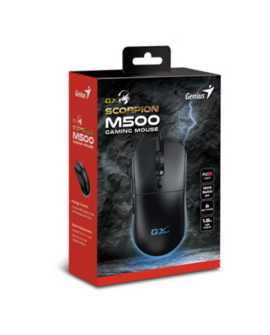 MOUSE GENIUS M500 RGB SCORPION GAMING GX 3600DPI 6BOT 1.8M / 31040011400