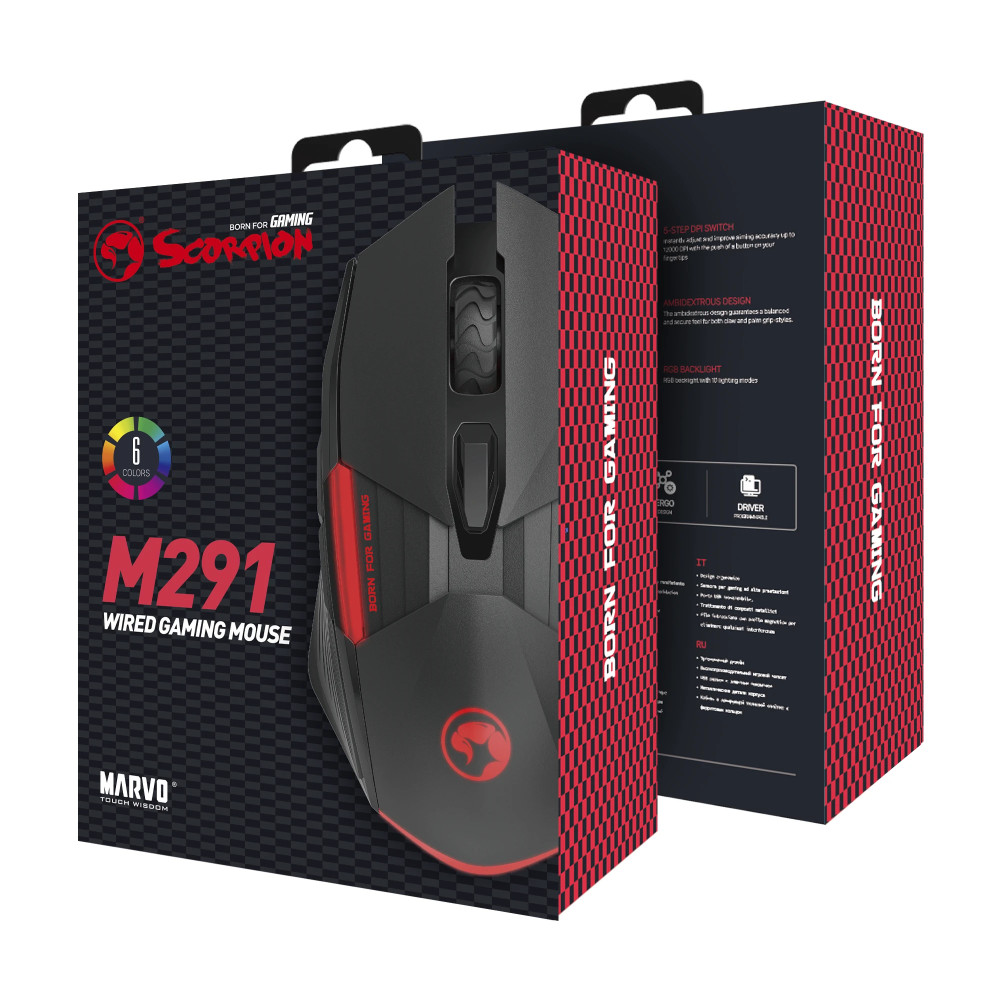 MOUSE MARVO M291 USB 6400DPI GAMING