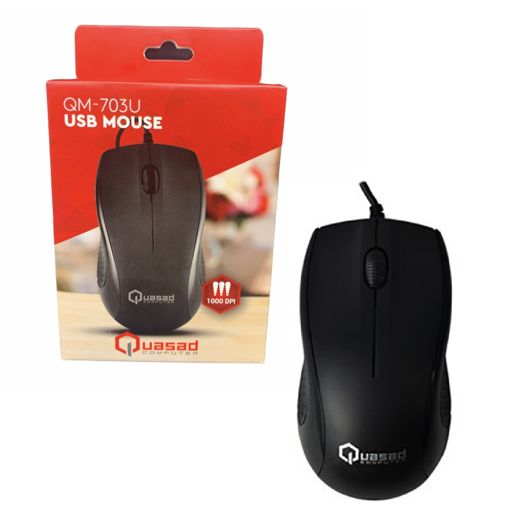 MOUSE QUASAD QM-703U 3D USB NEGRO