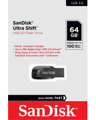 PENDRIVE SANDISK 64 GB NEGRO ULTRA SHIFT USB3.0 / SDCZ410-064G-G46