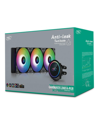 COOLER DEEPCOOL GAMMAXX L360 BK ARGB LIQUID 360MM 3FAN LGA2066/2011-1150 AM5/AM4  401x120x27mm 1,70KG