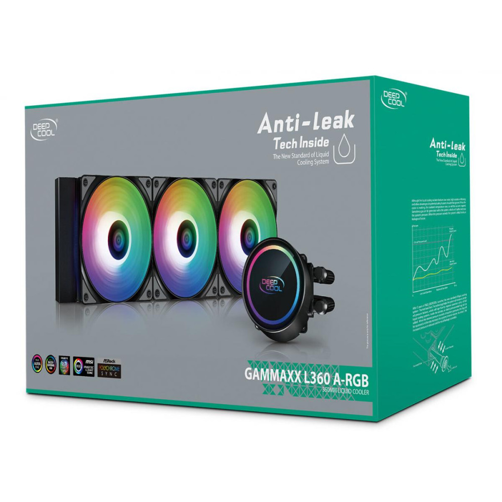 COOLER DEEPCOOL GAMMAXX L360 BK ARGB LIQUID 360MM 3FAN LGA2066/2011-1150 AM5/AM4  401x120x27mm 1,70KG