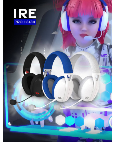 HEADSET GAMER REDRAGON IRE PRO H848 BLANCO WIRELESS GAMING