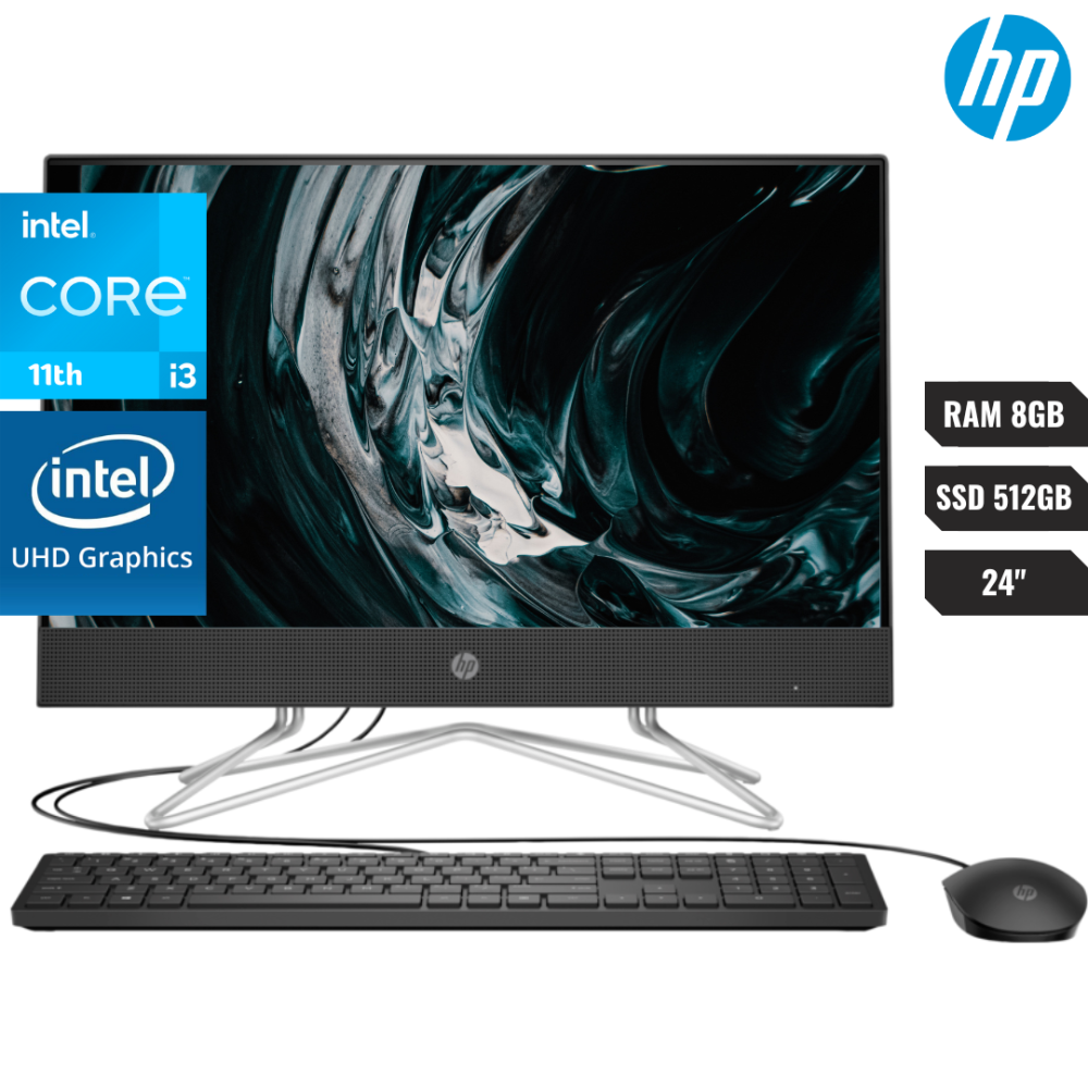 COMPUTADOR HP AIO 24-DF1512LA / PROCESADOR CORE i3-1125G4 / 12 GB RAM / 512GB M.2 SSD / 23,8" FHD IPS