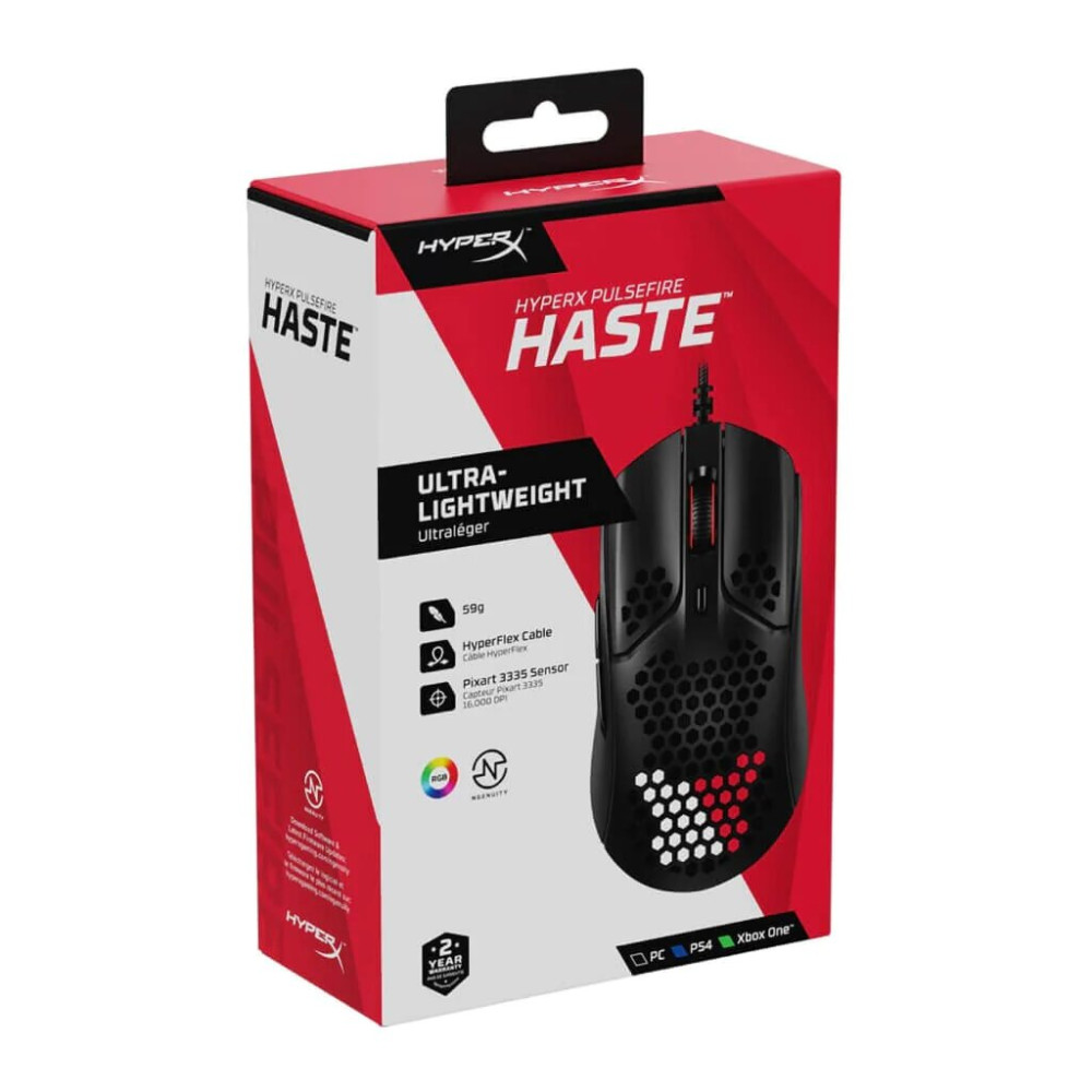 MOUSE HYPERX PULSEFIRE HASTE USB NEGRO RGB