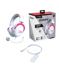 HEADSET HYPERX CLOUD II ROSADO/BLANCO USB 7.1 SURROUND