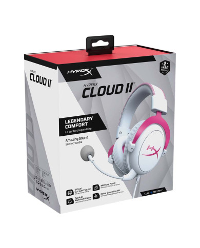 HEADSET HYPERX CLOUD II ROSADO/BLANCO USB 7.1 SURROUND