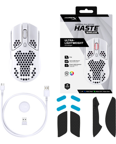 MOUSE HYPERX PULSEFIRE HASTE RGB WIRELESS BLANCO