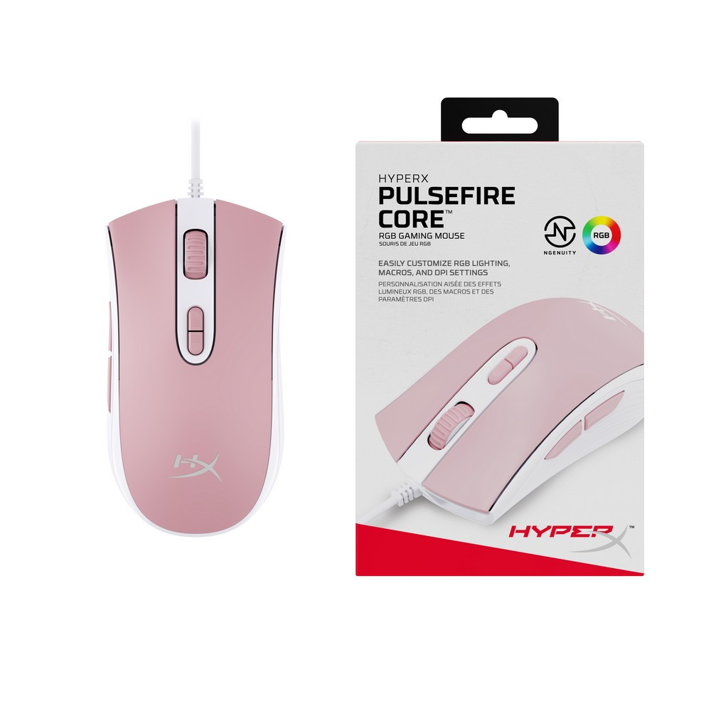 MOUSE GAMER HYPERX PULSEFIRE ROSADO-BLANCO USB RGB GAMING