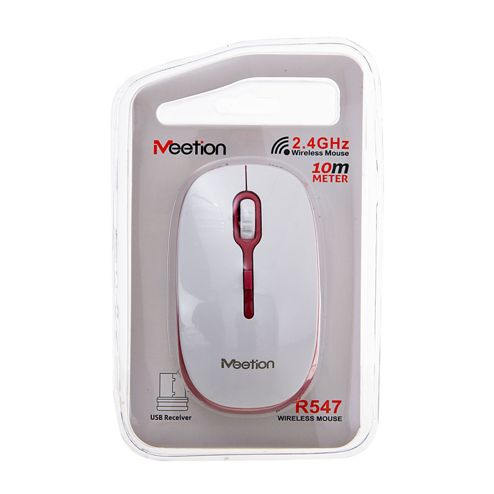 MOUSE MEETION R547 WIRELESS ROJO / BLANCO 1600DPI 2.4Hz 10M / MT-R547