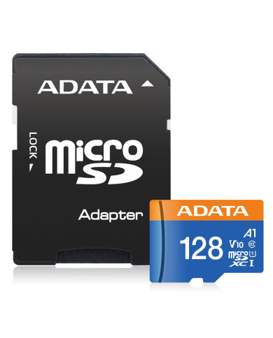 MICROSD ADATA 128 GB UHS-I CLASE 10 AZUL/NARANJA FHD 100MB/S A1_RANDOM / AUSDX128GUICL10A1-RA1