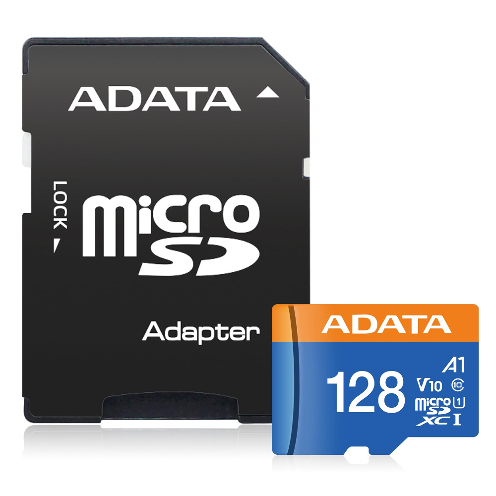 MICROSD ADATA 128 GB UHS-I CLASE 10 AZUL/NARANJA FHD 100MB/S A1_RANDOM / AUSDX128GUICL10A1-RA1