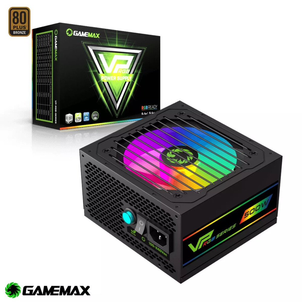 FUENTE DE PODER 500VP GAMEMAX VP-500 RGB 80P BRONZE