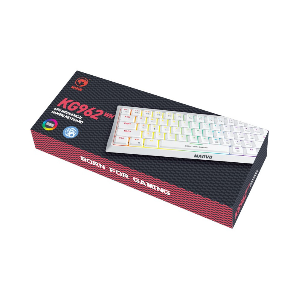 TECLADO MECANICO MARVO KG962-W-R USB MECH (60%) RED SWITCH