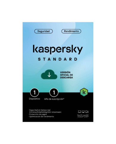 LICENCIA ANTIVIRUS KASPERSKY STANDARD 1 AÑO