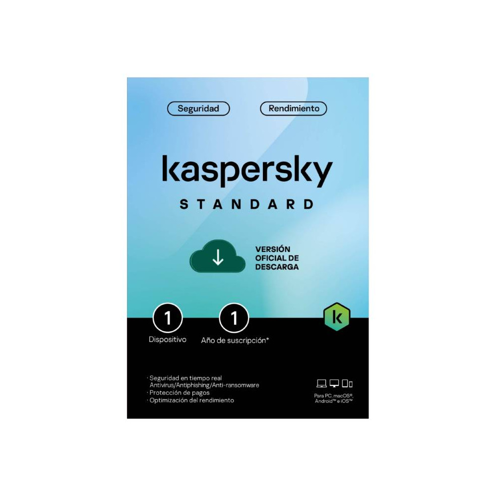 LICENCIA ANTIVIRUS KASPERSKY STANDARD 1 AÑO