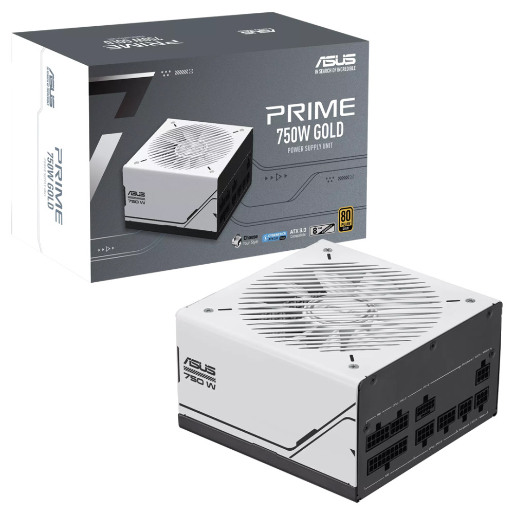 FUENTE DE PODER GAMER ASUS PRIME 750W BLANCA GOLD 80PLUS ATX 3.0 MODULAR GAMING
