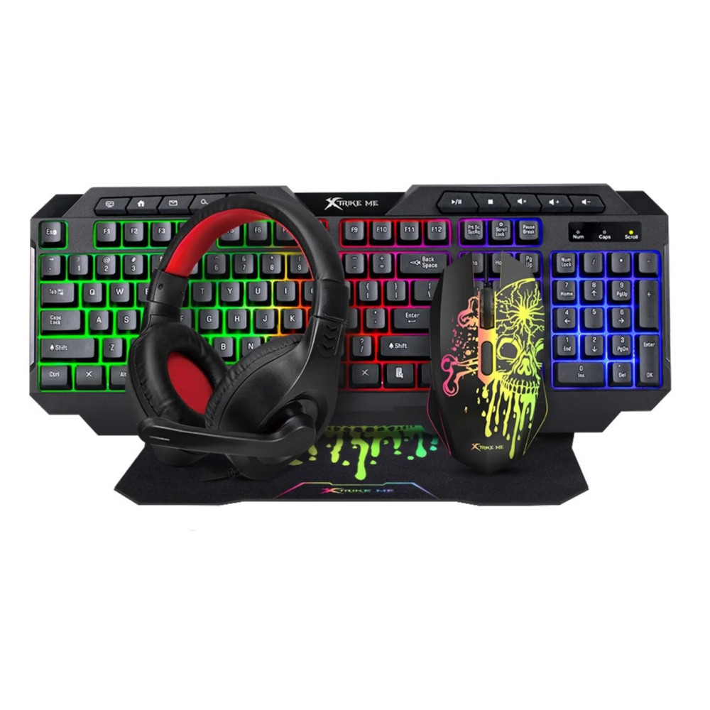 COMBO TECLADO Y MOUSE XTRIKE ME CMX-415 SP 4-EN-1 RGB (TECLADO+MOUSE+AUDIFONO+MOUSEPAD) DESKTOP KIT