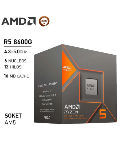 PROCESADOR AMD RYZEN 5 8600G 5.0GHz 6CORE 12HILOS