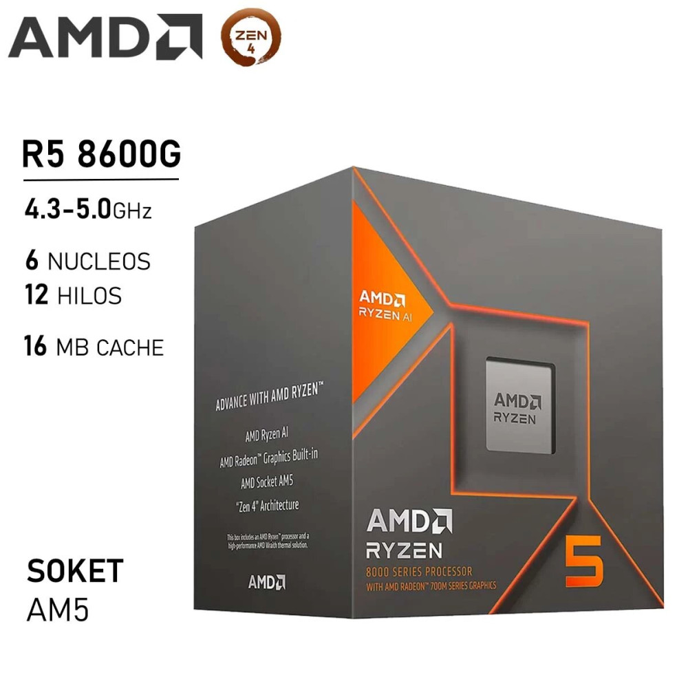 PROCESADOR AMD RYZEN 5 8600G 5.0GHz 6CORE 12HILOS