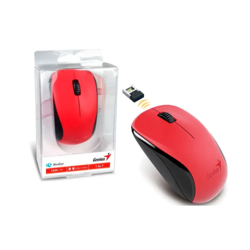MOUSE GENIUS NX-7000 WIRELESS ROJO 2.4GHz BlueEye 1200dpi