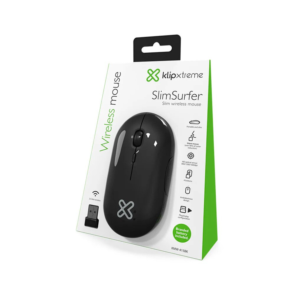MOUSE KLIPX KMW-415BK NEGRO WIRELESS AMBIDIESTRO