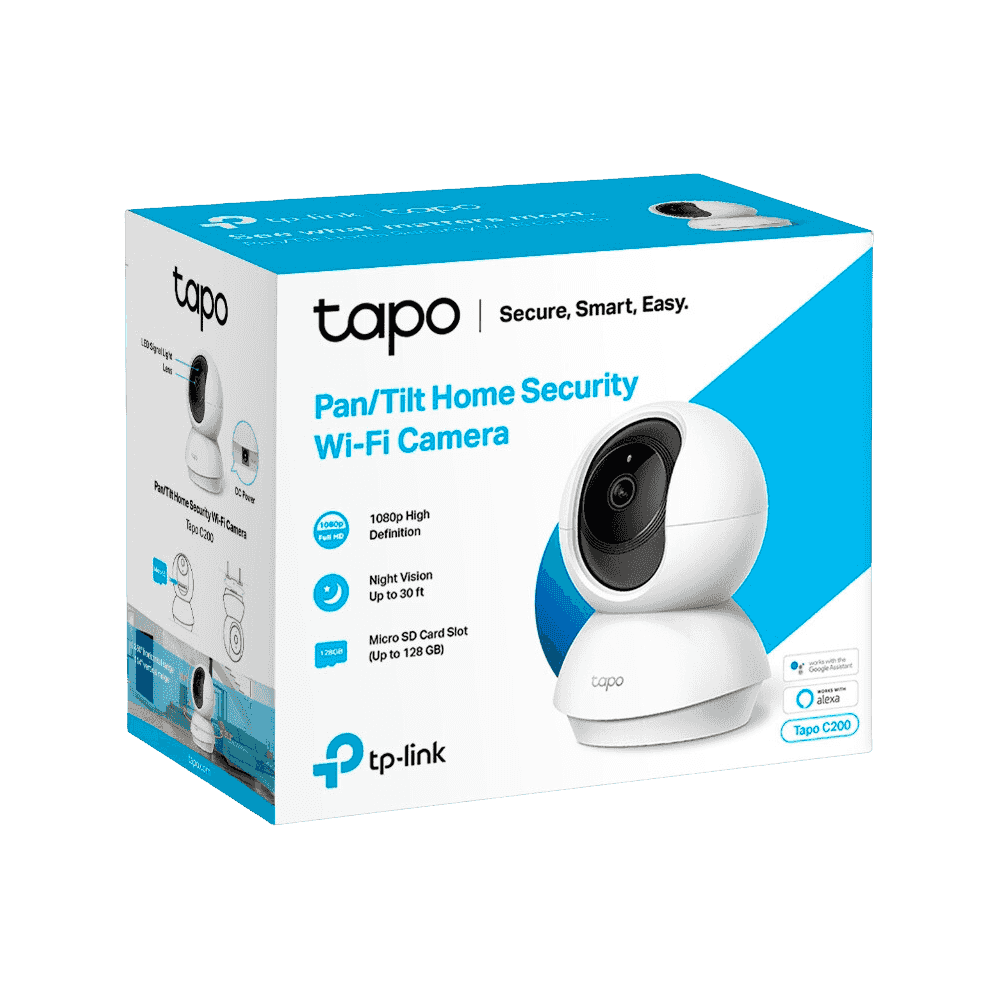 CAMARA DE SEGURIDAD IP TP-LINK TAPO C200 PAN/TILT ROTATORIA, VISION NOCTURNA