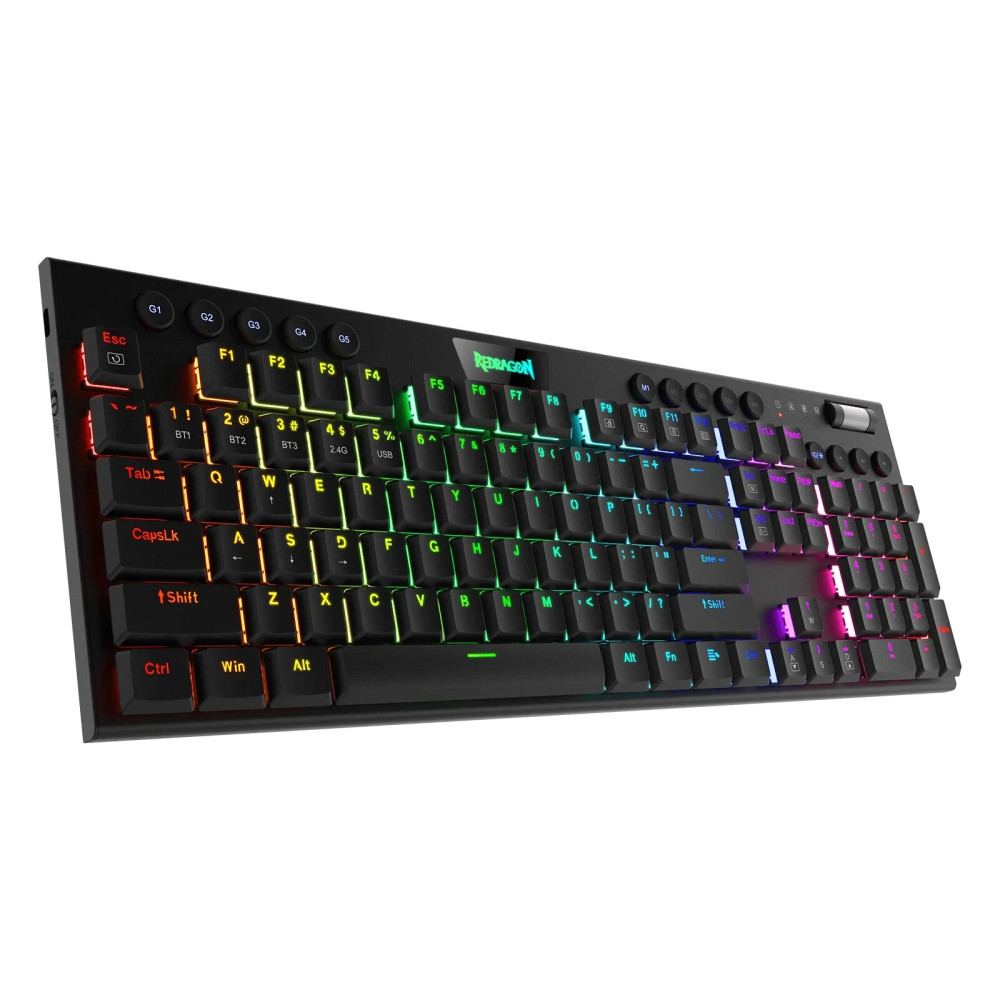 TECLADO GAMER REDRAGON HORUS K618-RGB CHROMA USB MECANICO NEGRO RED-SWITCH GAMING