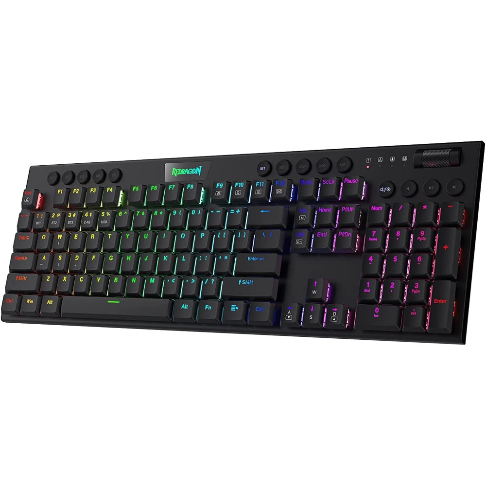 TECLADO GAMER REDRAGON HORUS K618-RGB CHROMA USB MECANICO NEGRO RED-SWITCH GAMING