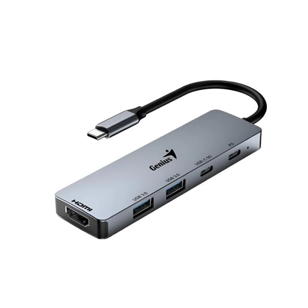 HUB GENIUS UH-500 USB TYPE-C A 2USB 3.0 / HDMI 100W PD IN 5-EN-1 GRIS / 31240003400