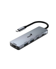 HUB GENIUS UH-500 USB TYPE-C A 2USB 3.0 / HDMI 100W PD IN 5-EN-1 GRIS / 31240003400