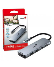 HUB GENIUS UH-500 USB TYPE-C A 2USB 3.0 / HDMI 100W PD IN 5-EN-1 GRIS / 31240003400
