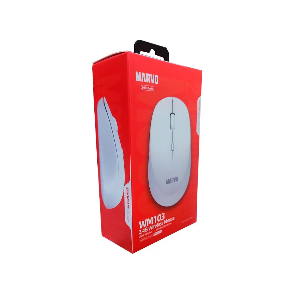 MOUSE MARVO WM103 WH WIRELESS BLANCO ERGO 1600DPI